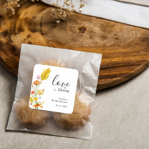 Love is in Bloom Spring Wildflower Bridal Shower Square Sticker