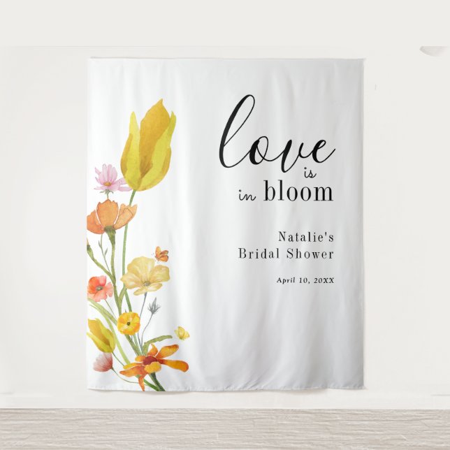 Love is in Bloom Spring Wildflower Bridal Shower Tapestry (Front)