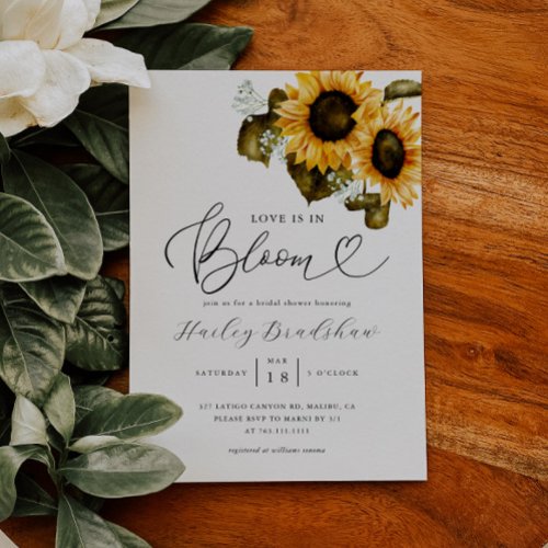 Love Is In Bloom  Sunflower Bridal Shower  Invitation