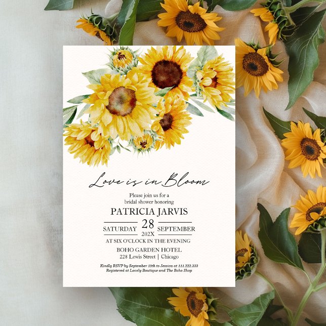 Love Is In Bloom Sunflower Bridal Shower Invitation (Creator Uploaded)