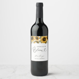 Love is in Bloom Sunflower Bridal Shower Wine Label