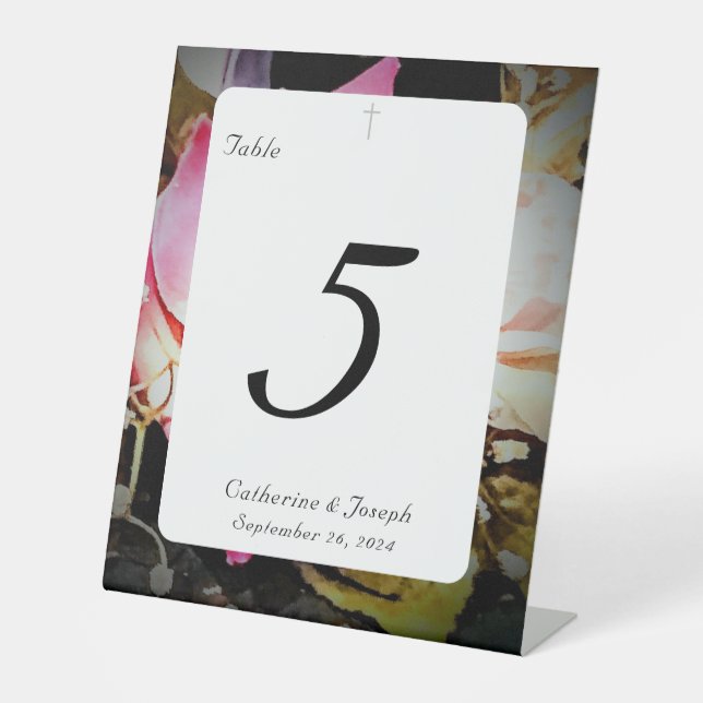Love is in Bloom Table Number Pedestal Sign (Front)
