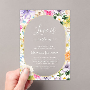 Love is in Bloom Transparent Garden Bridal Shower Acrylic Invitations