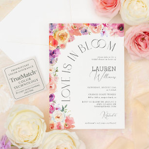 Love Is In Bloom Watercolor Floral Bridal Shower Invitation