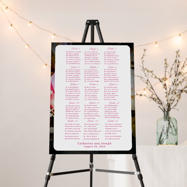 Love is in Bloom Wedding Reception Seating Chart Foam Board (In Situ (Stand))