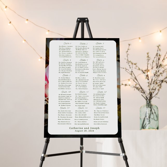 Love is in Bloom Wedding Reception Seating Chart Foam Board (In Situ (Stand))