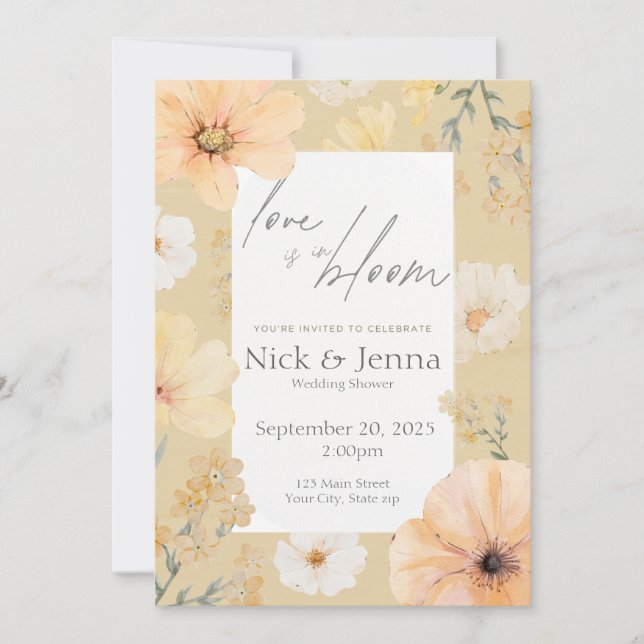 Love is in Bloom wedding shower invitation (Front)