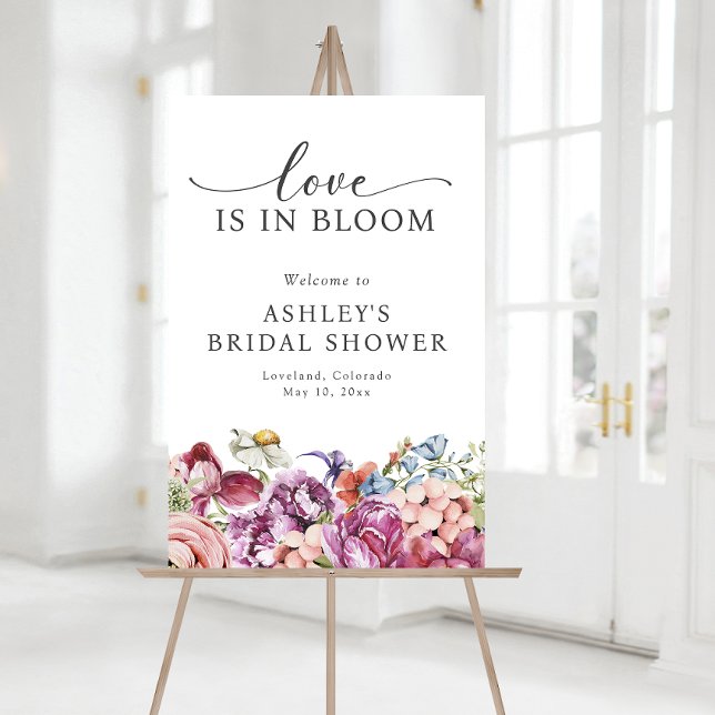 Love Is In Bloom Welcome Sign (Jewel Tone Love Is In Bloom Bridal Shower Welcome Sign by Painted Paperie
)