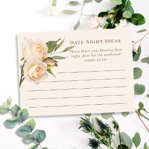 Love is in Bloom White Roses Cream Bridal Shower Enclosure Card