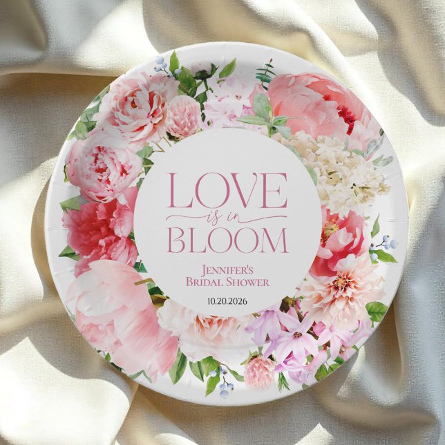 Love is in Bloom | Wild Garden Frame Bridal Shower Paper Plates (Creator Uploaded)