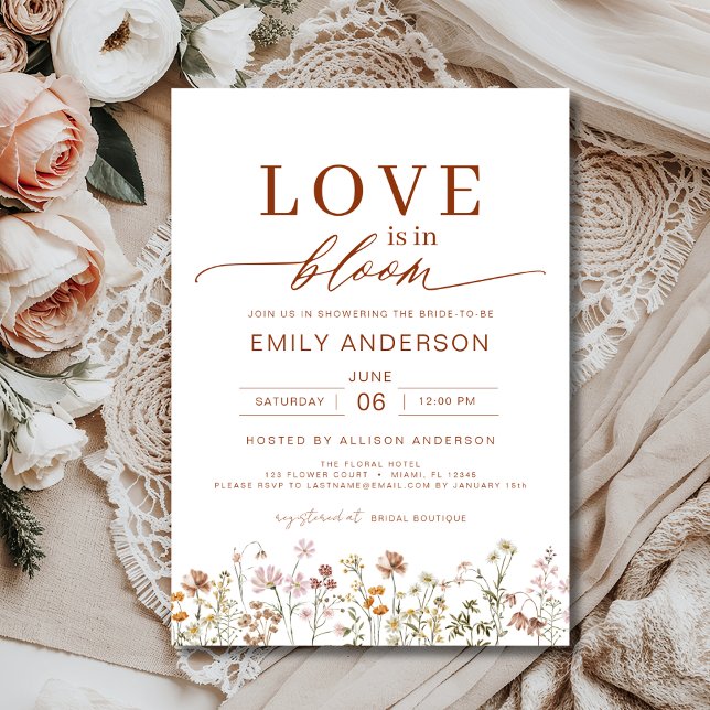 Love is in Bloom Wildflower Boho Bridal Shower Invitation (Creator Uploaded)