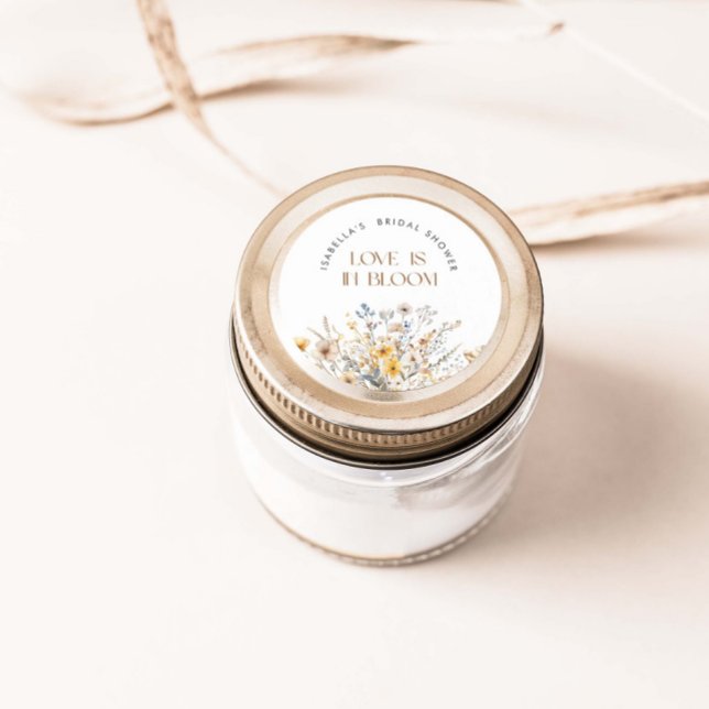 Love Is In Bloom Wildflower Bridal Shower Classic Round Sticker (Creator Uploaded)