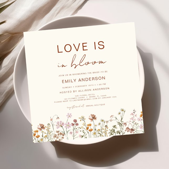 Love is in Bloom Wildflower Bridal Shower Invitation (Creator Uploaded)