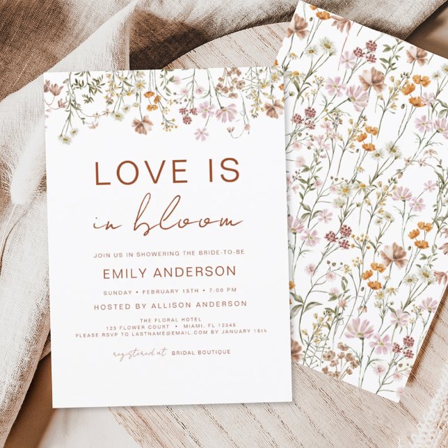Love is in Bloom Wildflower Bridal Shower Invitation (Creator Uploaded)