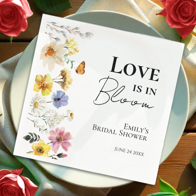 Love is in Bloom | Wildflower Bridal Shower Napkins (Creator Uploaded)