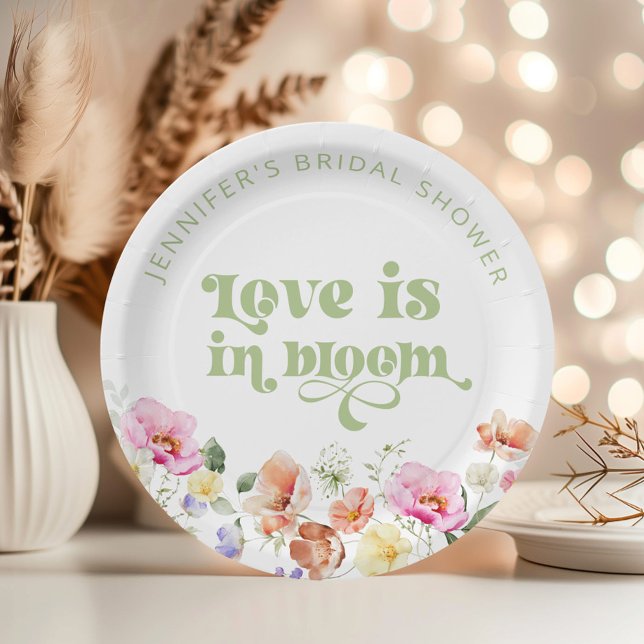 Love is in bloom wildflower bridal shower paper plates (Creator Uploaded)