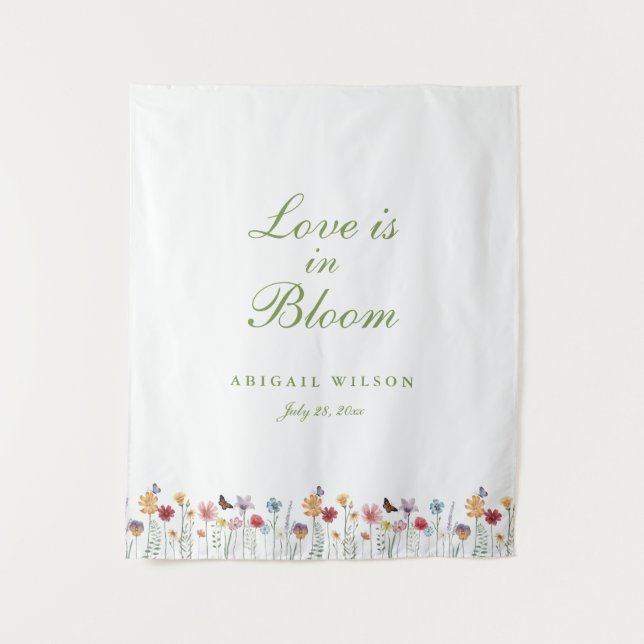 Love Is in Bloom Wildflower Bridal Shower Tapestry (Front)