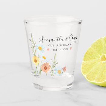Love Is In Bloom Wildflower Daisy  Shot Glass by cutecustomgifts at Zazzle