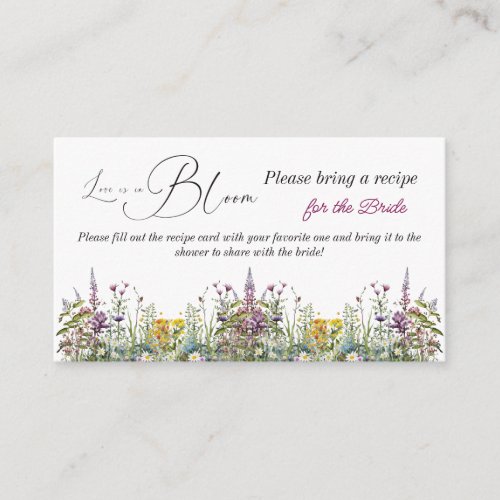 Love is in Bloom Wildflower Floral Bridal Shower Enclosure Card