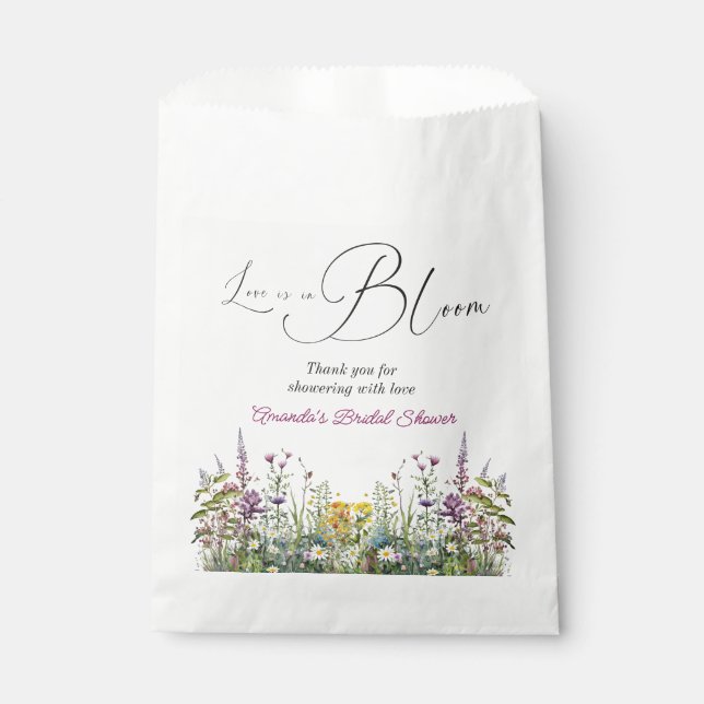 Love is in Bloom Wildflower Floral Bridal Shower Favor Bag (Front)