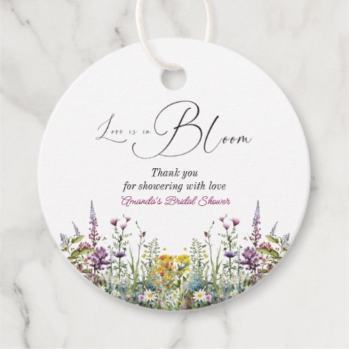 Love is in Bloom Wildflower Floral Bridal Shower Favor Tags
