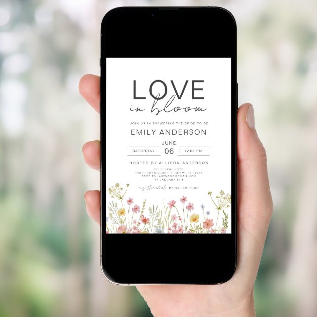 Love is in Bloom Wildflower Floral Bridal Shower Invitation (Front Digital)