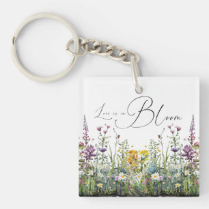 Love is in Bloom Wildflower Floral Bridal Shower Keychain