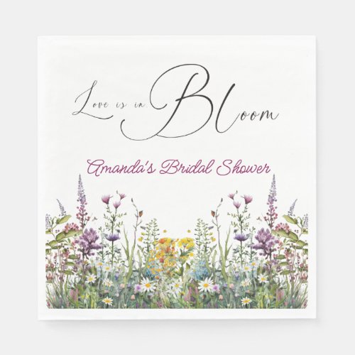 Love is in Bloom Wildflower Floral Bridal Shower Napkins