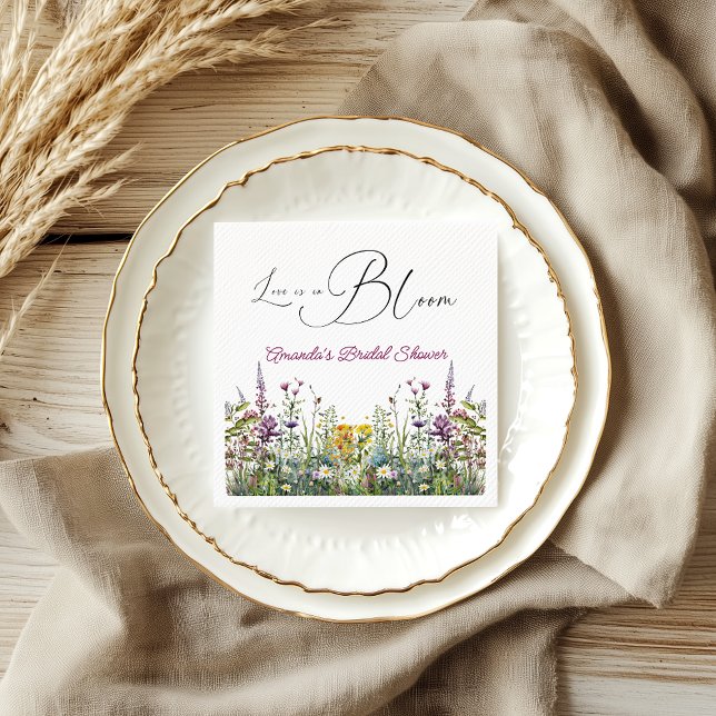 Love is in Bloom Wildflower Floral Bridal Shower Napkins (Creator Uploaded)