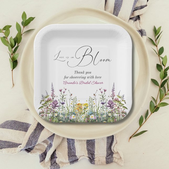 Love is in Bloom Wildflower Floral Bridal Shower Paper Plates (Creator Uploaded)