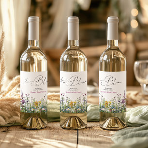 Love is in Bloom Wildflower Floral Bridal Shower Wine Label