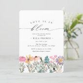 Love is in Bloom Wildflower Flower Bridal Shower Invitation (Standing Front)