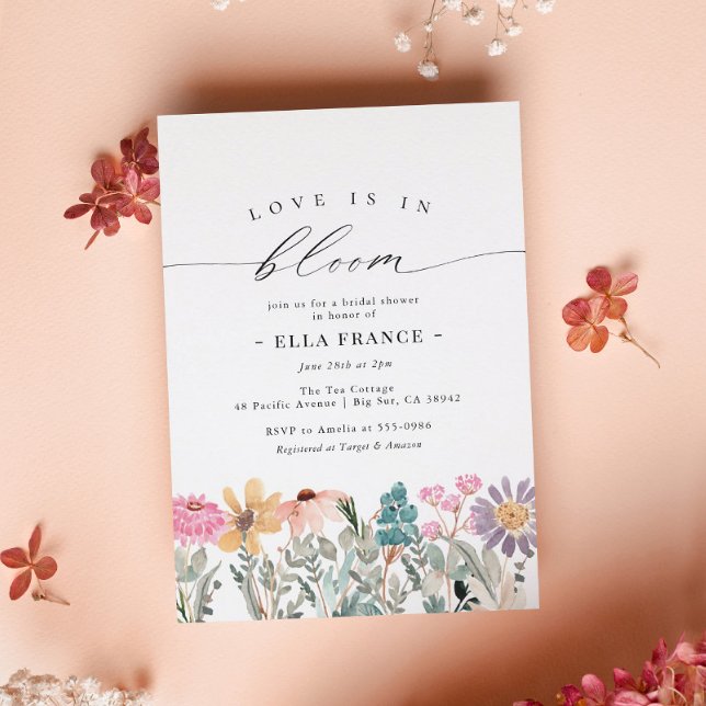 Love is in Bloom Wildflower Flower Bridal Shower Invitation