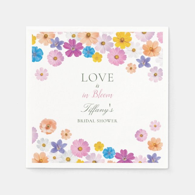 Love is in Bloom Wildflower Garden Bridal Shower Napkins (Front)