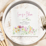 Love is in Bloom Wildflower Meadow Bridal Shower Napkins<br><div class="desc">Personalized Wildflower napkins with watercolor wild flowers and casually elegant calligraphy. This bohemian country botanical design is lettered with "love is in bloom" and has a pretty pastel floral border of wild flowers. An elegant modern floral perfect for girly, bohemian, cottagecore, natural garden and wildflower theme etc. Please browse my...</div>