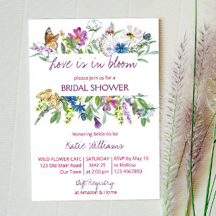 Love is in bloom wildflowers bridal shower invitation