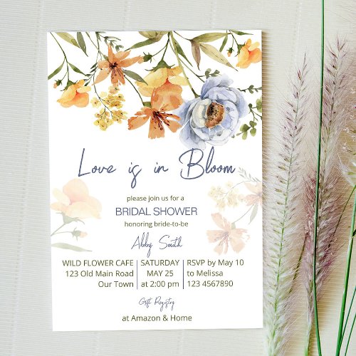 Love is in bloom wildflowers bridal shower  invitation