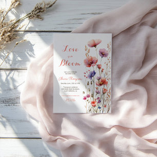 Love is in bloom wildflowers floral bridal shower invitation