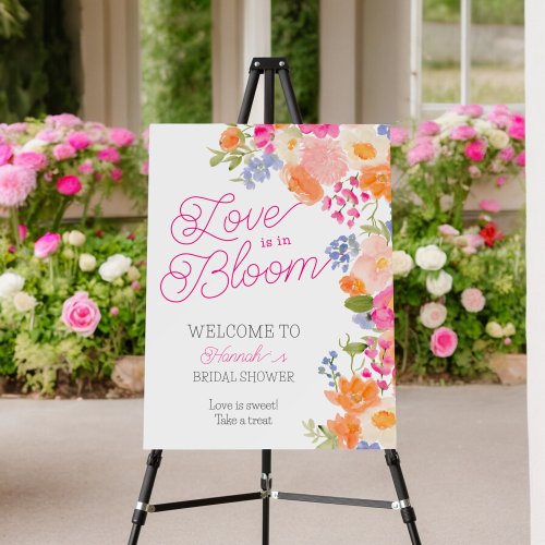 Love is in bloom wildflowers floral bridal welcome foam board