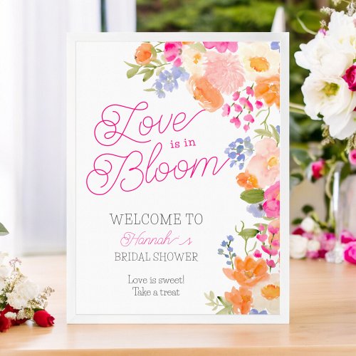 Love is in bloom wildflowers floral bridal welcome poster