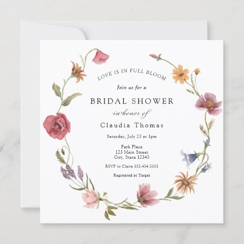 Love is in Full Bloom Wildflower Bridal Shower Invitation