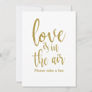 Love is in the air affordable wedding fan sign invitation