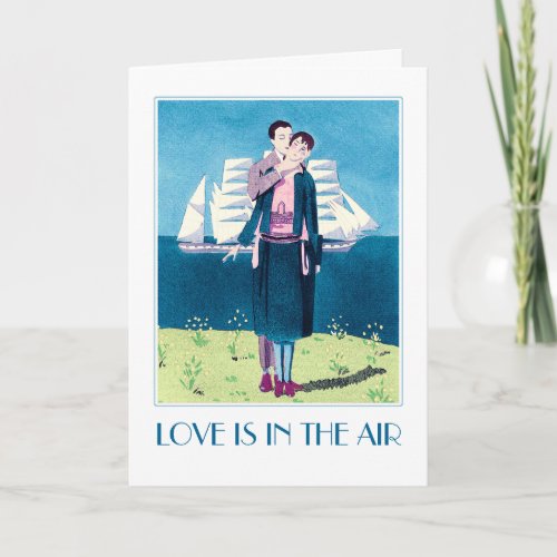 Love is in the Air Art Deco Valentines Day Card