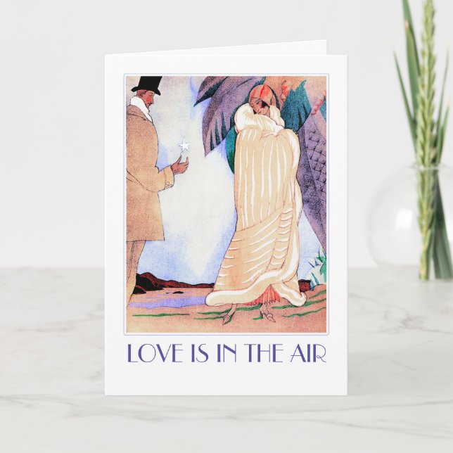 Love is in the Air. Art Deco Valentine's Day Card (Front)
