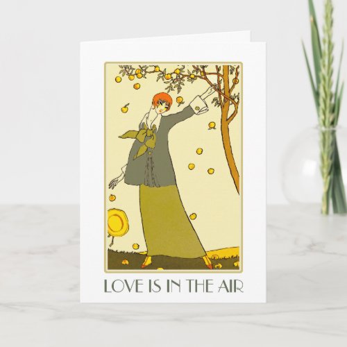 Love is in the Air Art Deco Valentines Day Holiday Card