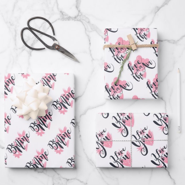 Love is in the air, Be Mine, I Love You Wrapping Paper Sheets (Front)