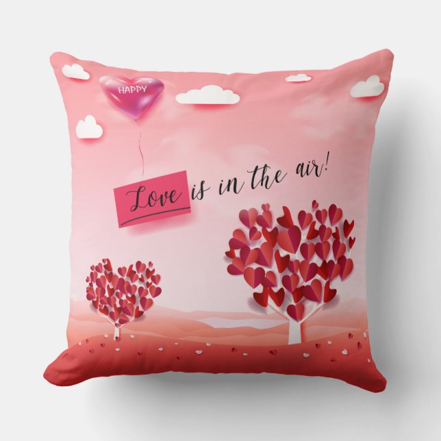 "Love is in the Air!" beautiful Love tree Throw Pillow (Front)