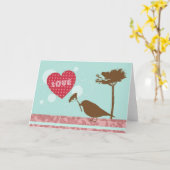 Love Is In The Air Bird Greeting Card (Yellow Flower)