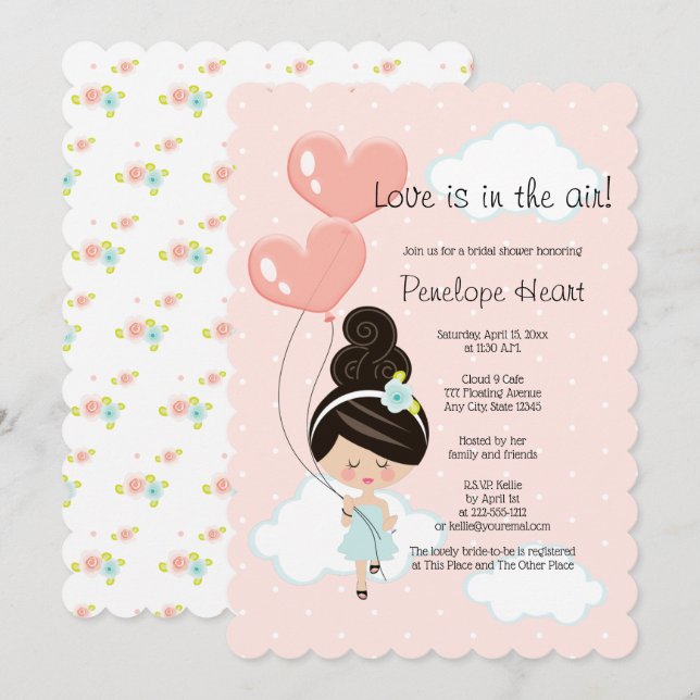 Love Is In the Air Bridal Shower Asian On Cloud 9  Invitation (Front/Back)