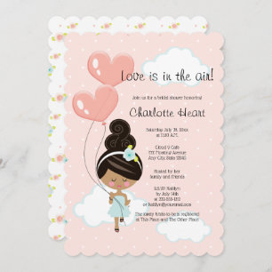 Love Is In the Air Bridal Shower Black Hair  Invitation